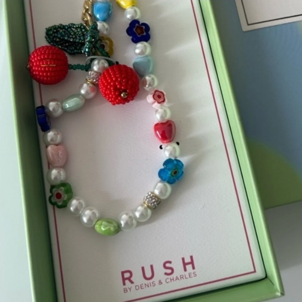 🍒 ▪️RUSH▪️Multicolor Beaded Cherries key Chain Bag Charm (No Box]